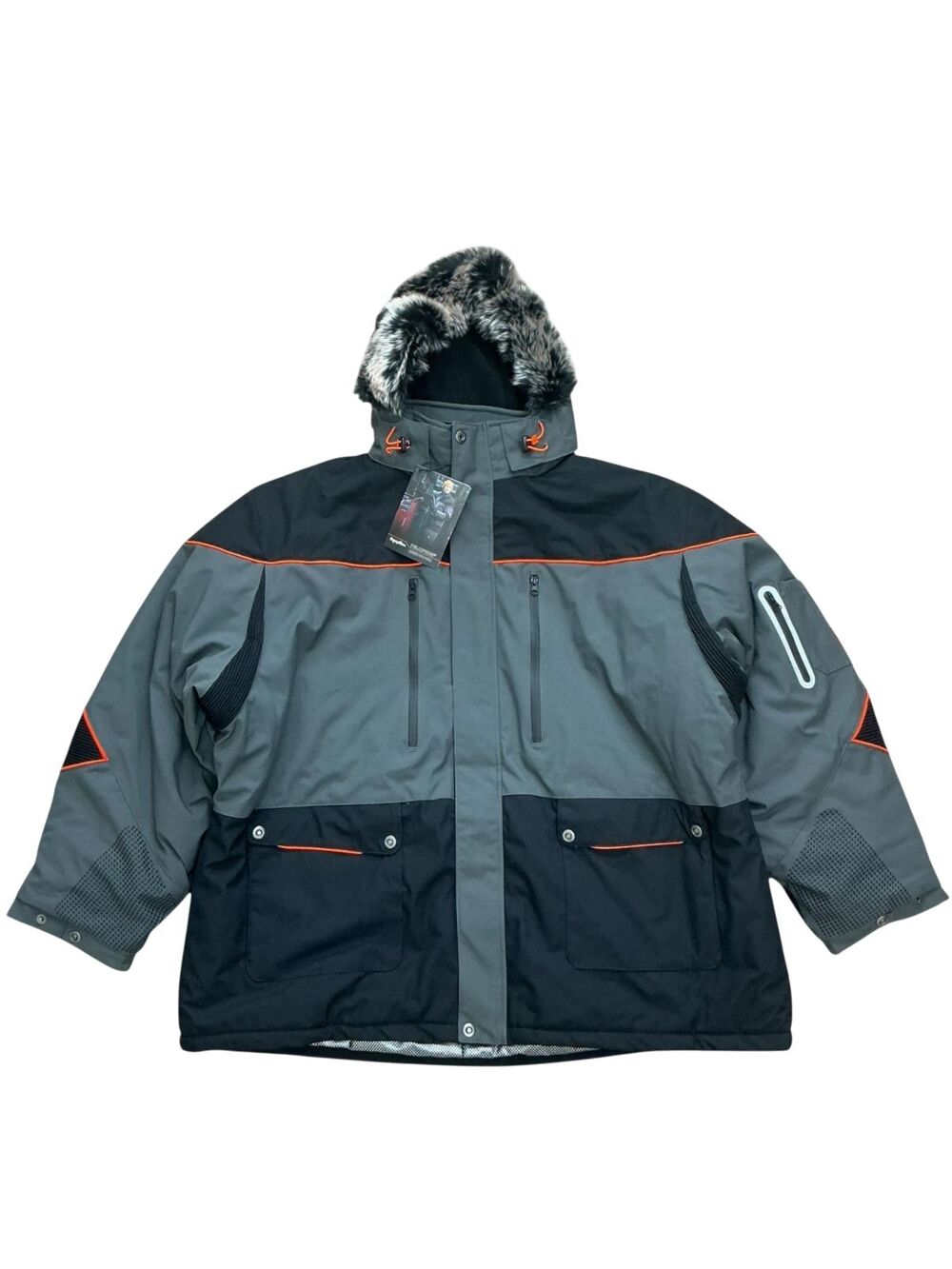 RefrigiWear PolarForce Winter Parka Jacket 5XL Black Gray Orange Hooded Coat 40F